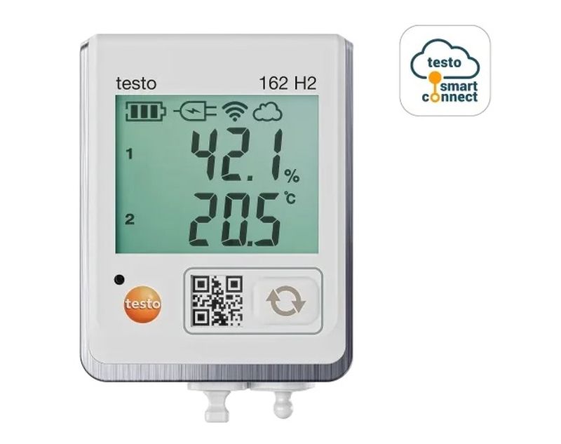 Интелигентно измерване на влага и температура с Wi-Fi дата логера testo 162 H2